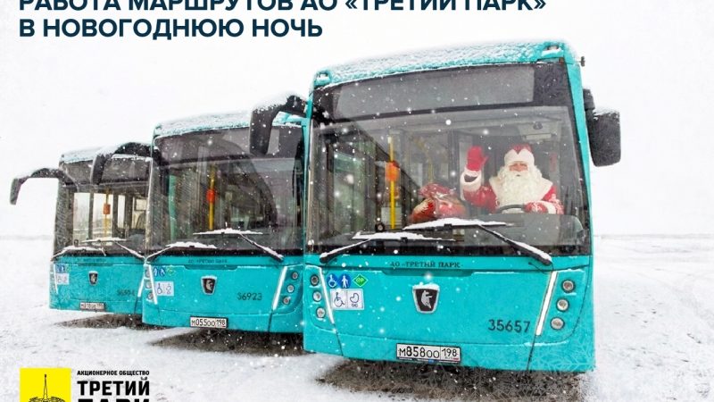 Изменения в графике работы автобусных маршрутов АО «Третий парк» в Новогоднюю ночь!